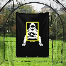 Baseball Backstop 4ft x 6ft Batting Cage Target Backdrop with Strike Zone Tool