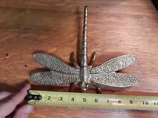 Large Metal brass? Dragonfly Garden Figurine nick nack Cast Iron 9 in