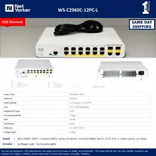 Cisco WS-C2960C-12PC-L 12 Port PoE Compact Switch - Same Day Shipping