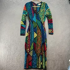 Coogi Australia Dress Womens Medium Blue Knit Sweater Maxi BodyCon