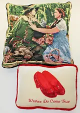 Wizard of Oz Throw Pillows Dorothy Scarecrow Slippers 2pcs Green Red White