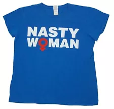 Gildan Cotton Womens Size L Blue "Nasty Woman" T-Shirt