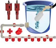 Complete 1/2" PVC Automatic Poultry Waterer System Chicken Waters Cups Nipples