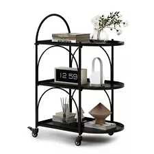 XIV Bar Cart, Home Bar Serving Cart, Metal Kitchen Carts with Storage, Drink ...