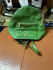 Michael Kors Small Green Leather Convertible Crossbody Backpack Purse