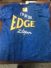 Vintage Zildjian Cymbals I’m on the Edge blue tie dye Drummer T Shirt Medium New