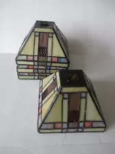 Set of 4 MISSION STAINED GLASS GEOMETRIC PATTERN LAMP SHADES C70