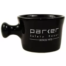 PARKER SAFETY RAZOR~APOTHECARY STYLE SHAVING MUG~BLACK~MADE IN USA~EXCELLENT!