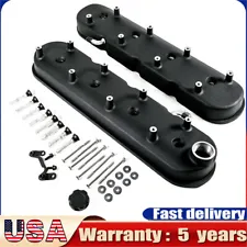 For GM LS Black Cast Aluminum Valve Covers Coil Mounts LS1 LS2 LS3 5.3 6.0L 6.2L