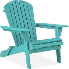 Best Choice Products Folding Adirondack Chair Outdoor, Wooden Accent Lounge