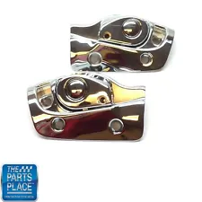 1965-70 GM B-Body Convertible Sunvisor Brackets Latch Receptacles Chrome Pair (For: 1970 Cadillac)