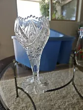 Imperial Glass EAPG Antique Glass Chalice Vase Hobstar Thunderbolt Bouquet 91/2”
