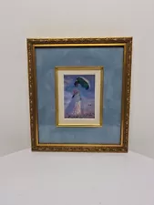 Vintage Framed Art Print Woman with a Parasol by Claude Monet 8"x9" D46