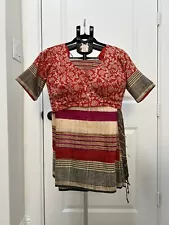 Indian Handloom Sari Multicolored With Blouse