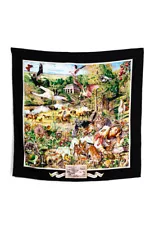 Hermes Womens Madison Avenue Kermit Oliver 90cm Silk Scarf Black Multi