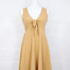 Hem & Thread Women's Dress, Mustard Colorway, Size L, Polka Dot