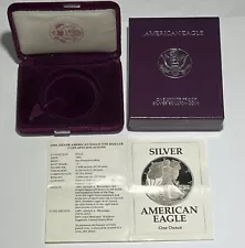 NO COIN 1991 S $1 PROOF SILVER AMERICAN EAGLE BOX & COA NO CAPSULE 1 OZ