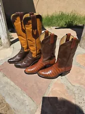 2 Pairs 6.5B High End Exotic Alligator Vtg Custom Cowgirl Cowboy Western Boots