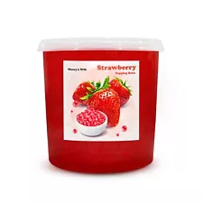 Honey and Milk Premium Strawberry Popping Boba Pearls, 7 LB Jar, Flavorful, Real