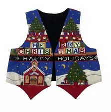 Handmade UNRANDED Ugly Christmas Vest Merry Christmas Tree Happy Holidays Party