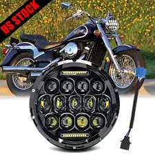 For Vulcan 750 800 900 1500 1600 7" inch LED Headlight Hi-Lo DOT Projector Lamp