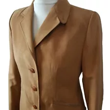 Extreme Couture Womens Blazer Jacket Brown Size M Elbow Patches Collared Lined