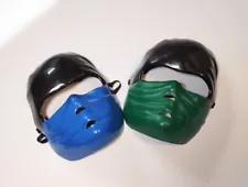 2 Rubie's Ninja Masks Size Young/Adults Green&Blue HardPlastic Halloween Costume