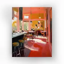 Cafe #2 8X10 Oil Painting By JUNE HENRY Signed Giclee