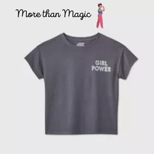 More Than Magic Shirt Girls Gray Semi Cropped Girl Power Graphic T Shirt L