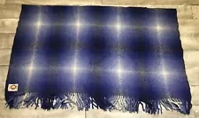 Portland Woolen Mills Blanket 56” x 64” Wool Cabin Ombre Plaid Camping Vintage