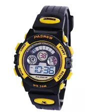 PASNEW Yellow and Black Digital Sport Youth Swim Watch - PSE-279B