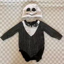 Disney Baby Jack Skellington Themed Baby Bodysuit Costume, Size 9 Months