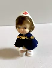 1966 Uneeda Doll Co Pee Wee Baby Doll Girl Nurse 3.75"H Vintage