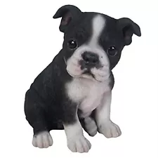 Pacific Trading Boston Terrier Puppy Figurine 5.8 Inch Black and White