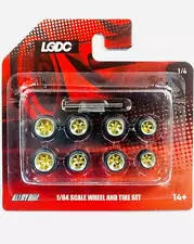 LODC SERIES 1 ALLOY 6 SPOKE RIMS WHEELS and TIRE SET W/ AXLES (1/4) GOLD 1/64