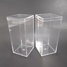 2 Clear Plastic Display Case Boxes for Collectibles 5"x 2.5"x 2.5" Unbranded