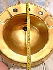 Rare Vintage Deep Porcelain Round Polished GOLD Sink