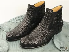 Men's Shoes Genuine Crocodile Alligator Hornback Leather Black Size 10US 43EU