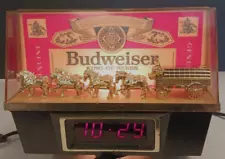 Vintage Budweiser King of Beer Clydesdale Horses Cash Register Clock Light Sign