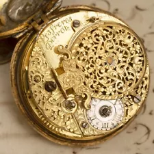 1700s VERGE FUSEE Antique Pocket Watch -running SpindelTaschenUhr Montre Coq