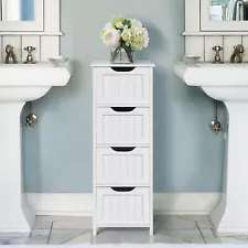 FCH 4-Drawers Bathroom Floor Cabinet Storage Organizer Free Standing Cabinet