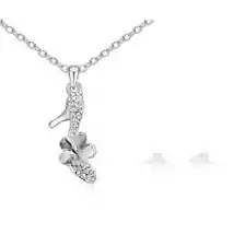 New Sale Fashion Women High-Heel White Crystal Silver Pendant Necklace Jewelry