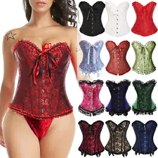 Retro Steampunk Gothic Corset Burlesque Lace Up Basque Top Bustier Waist Cincher