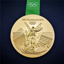 New 2016 RIO DE Olympic Souvenir Gold Medal with Commemorative Ribbon Gift Hot