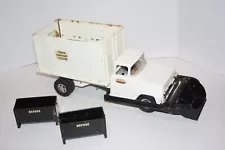 Vintage TONKA pressed steel Sanitary System Truck square bed dumpsters & scoop