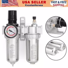 1/2"in Air Compressor Filter Oil Water Separator Trap Tools With Regulator Gauge