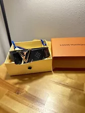 Louis Vuitton Belt LV Initials Men’s Black White Belt (M9074) Size 34in. 85cm.