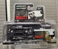 Greenlight Steve McQueen Bullitt 1968 Dodge Charger RT 2016 RAM 2500 Hitch & Tow