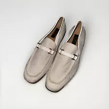 LA MILANO Shoes Lauren White Linen and Leather Loafers Men's 13M