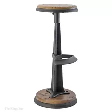 Industrial Style Cast Iron and Wood Bar Stool